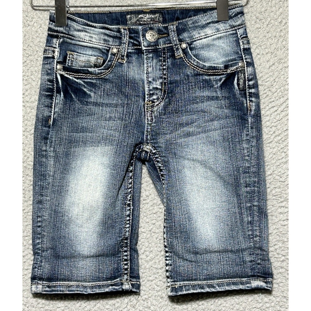 Silver Jeans Co Youth Girl Stretch Shorts 22X9 Tina Fit Size 7 Bermuda Age 7-10